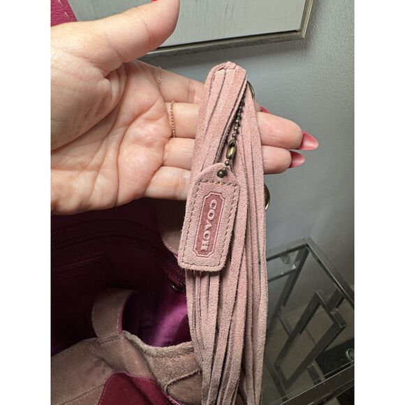 RARE Vintage Coach Suede Floral Tote - Picture 5 of 5